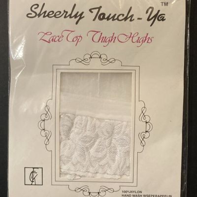 Sheerly Touch Ya White Lace Top Thigh Highs Back Seam Ultra Sheer Stays Up